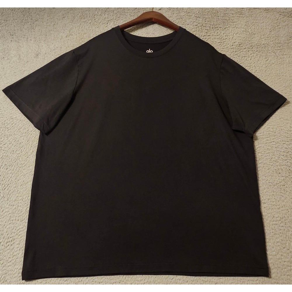 Alo Yoga Mens Crewneck Short Sleeve T-Shirt Black 2XL Activewear Tee RN87370